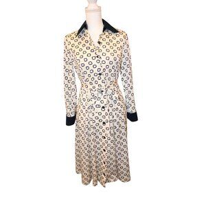 Nat Kaplan Couture Vintage Shirt Dress With Suede Collar, Size 10